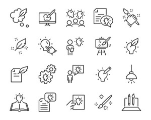 set of creative icons , such as thinking, drawing, work, education