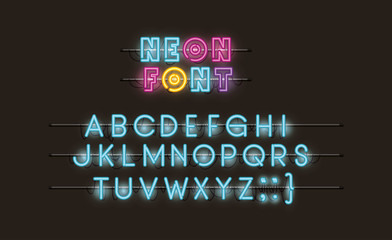alphabet fonts neon lights