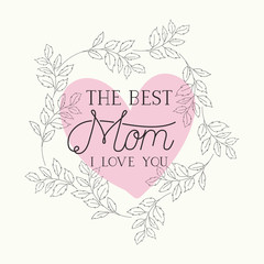 happy mothers day card with herbs heart frame