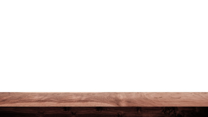 Wood table on white background