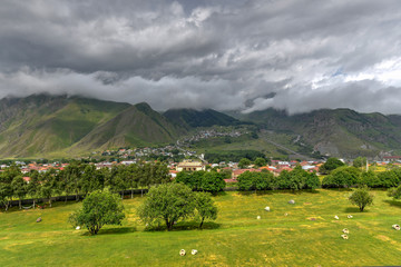 Fototapeta na wymiar Panoramic Landscape - Kazbegi, Georgia