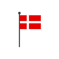 denmark flag with pole icon vector isolated on white background