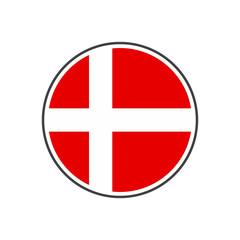 Obraz premium Circle denmark flag with icon vector isolated on white background