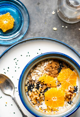 Orange breakfast bowl preparation