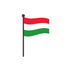 hungary flag with pole icon vector isolated on white background