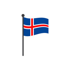 iceland flag with pole icon vector isolated on white background
