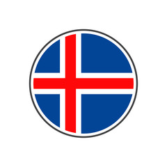 Obraz premium Circle iceland flag with icon vector isolated on white background