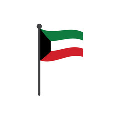 kuwait flag with pole icon vector isolated on white background