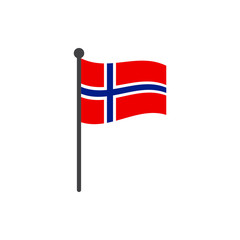 norway flag with pole icon vector isolated on white background