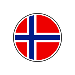 Circle norway flag with icon vector isolated on white background