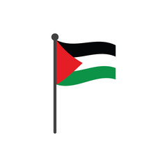 palestine or gaza  flag with pole icon vector isolated on white background