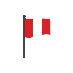 peru flag with pole icon vector isolated on white background