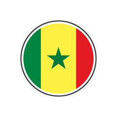 Circle senegal flag with icon vector isolated on white background