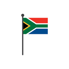 south africa flag with pole icon vector isolated on white background