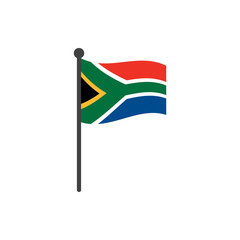 south africa flag with pole icon vector isolated on white background