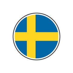 Fototapeta premium Circle sweden flag with icon vector isolated on white background