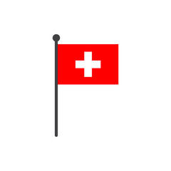 switzerland flag with pole icon vector isolated on white background