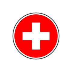Circle switzerland flag with icon vector isolated on white background