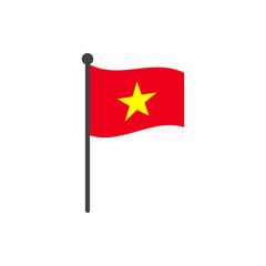 vietnam  flag with pole icon vector isolated on white background