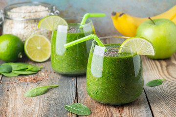 Green fresh healthy smoothie. diet detox concept.