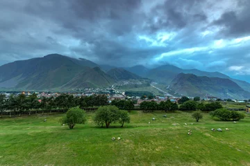 Foto op Canvas Panoramic Landscape - Kazbegi, Georgia © demerzel21