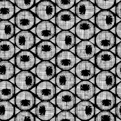 Monotone black and white Decorative hand drawn seamless vector pattern. Hand drawn circle sketch lines with flower silhouette modern style design for fashion,fabric,wallaper,web