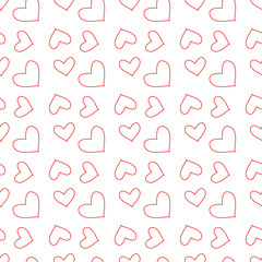 Line red Heart seamless pattern. Colorful hearts. Packaging design for gift wrap. Abstract geometric modern background. Vector illustration. Art deco style. Heart seamless pattern