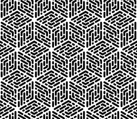 Abstract geometric pattern with stripes, lines. Seamless vector background. White and black ornament. Simple lattice graphic design