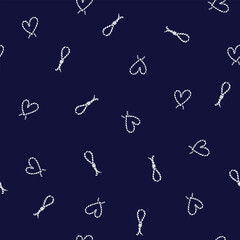 Seamless pattern ropes and knots in the heart shape. Vector random repeating design for fashion,fabric,web,wallpaper and all prints