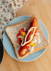 Hotdog bread breakfast
