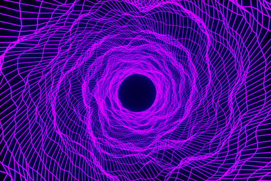 Hyperloop Warp Blackhole 3 Twisted -Purple- Cyber Space Wireframe - 3D Motion Graphics Design