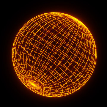 Wire Planet 2 -Orange Amber- Scifi 3D Motion Graphics Design 