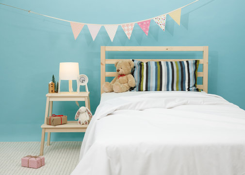 The bedroom for child, Modern blue bedroom for kid