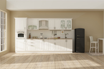 Kitchen interior 3D rendering