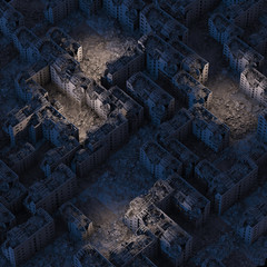 top view ruins  night city backgrounds 3d rendering