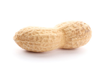 peanut in shell isolated on white background. Top view. close-up.