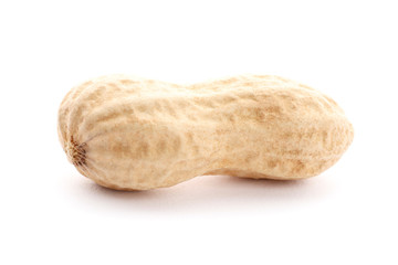 peanut in shell isolated on white background. Top view. close-up.