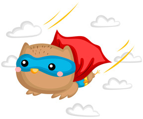 a vector of a cute owl wearing superhero costume