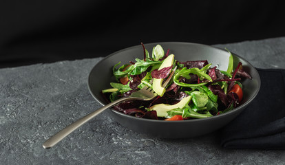 Closeup colorful salad bowl Healthy diet food