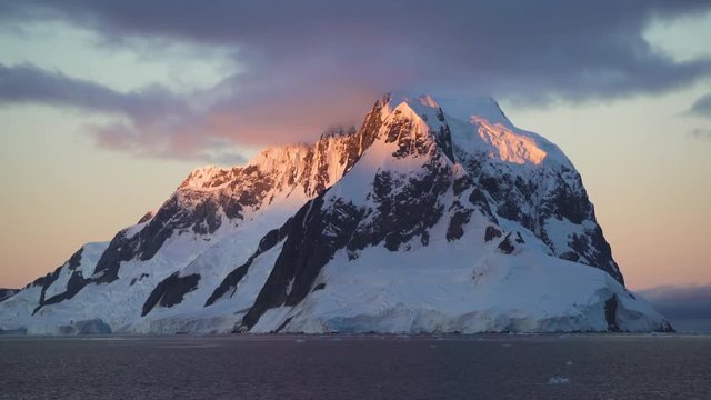 Antarctica Lemaire Channel Mountain Ranges Sunset with Clouds