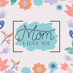 Naklejka na ściany i meble happy mothers day card with herbs square frame
