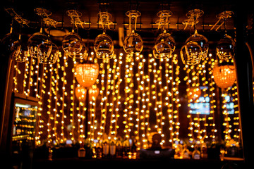 clean glasses above the bar