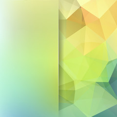 Abstract mosaic background. Blur background. Triangle geometric background. Design elements. Vector illustration. Pastel green, orange colors.