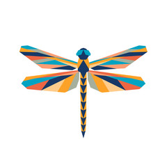 Geometric polygonal dragonfly. Abstract colorful animal. Vector illustration.