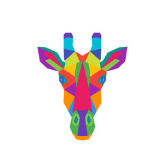 Geometric polygonal giraffe. Abstract colorful animal head. Vector illustration.