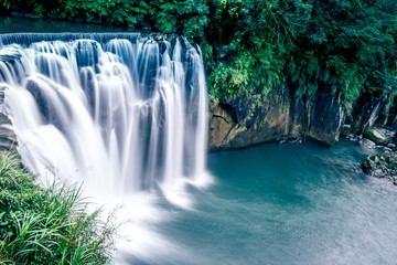 Fototapeta na wymiar Shifen Waterfall famous waterfall of Taiwan, Pingxi District, New Taipei, Taiwan.