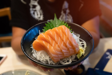 Salmond sashimi cut set on japanese style.