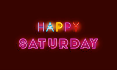 happy saturday fonts neon lights