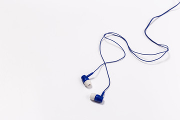 blue headphones on white background