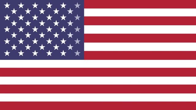 Animation of American Flag from white background to full flag